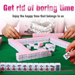 Party Favour 24mm Mini-Mahjong Tile Set Mini Chinese Traditional Board Game With Storage Bag Resin Mahjong Tiles For Family Leisure Time