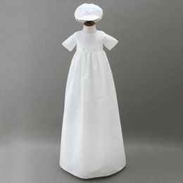 Christening dresses Super Long Baby Dress Birthday Party Christian Ball Dress Baby Wedding Formal Dress+Hat 0 to 12 months Q240521