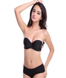 Sexy Self Adhesive Magic Push Up Bra Strapless Invisible Bras Side Closure Bras Cup B 2 Colors Black Flesh Newest2954583