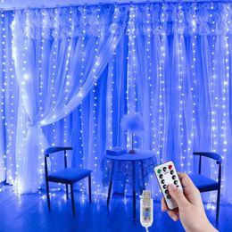 Strings LED Curtain Garland Window Light USB Plug Fairy Christmas Wedding Party Xmas Aesthetic Room Decoration