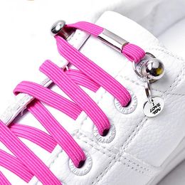 Shoe Parts 1 Pair No Tie Shoelaces Chidren And Adults Leisure Sneakers Flat Shoelace One Hand Quick Metal Locking Lazy Laces Unisex