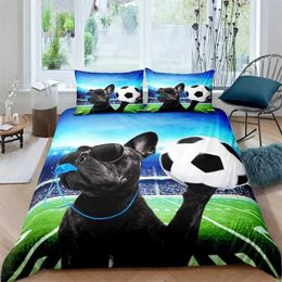 Bedding sets Football Duvet Cover Sports Theme Ball Games Set Kids Basketball Hockey Comforter Twin for Boys Girls Room Decor H240521 5L50