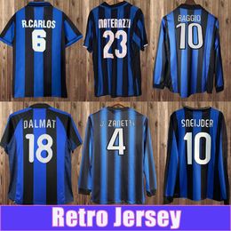 95 96 SNEIJDER BAGGIO Retro Mens Soccer Jerseys MATERAZZI J. ZANETTI R. CARLOS 10 11 Home Away Long Sleeves Football Shirt Adult Uniforms