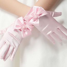 Bowknot Performance Mittens Ceremony Communion Accessories Kids Children's Opera Evening Party Dress Gloves L2405