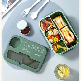 Compartment Lunch Box Plastic Portable Lunchbox Students Office Bento Microwave Food Containers with Chopsticks Fork Spoon 240518