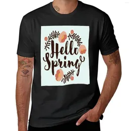 Men's Polos Hello Spring Floral Design T-Shirt Funnys Tees Oversized Mens Vintage T Shirts
