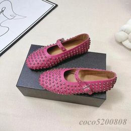 Casual Shoes Spring Autumn Women Fashion Genuine Leather Ballet Flats Crystal Bordered Buckle Strap Loafers Woman 42