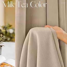 Curtain 1PC Thickened Chenille French Milk Tea Color Instagram Style Light Luxury Living Room Bedroom Japanese Shading Curtains