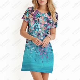 Casual Dresses Summer Ladies Dress Flower 3D Printed Lady Retro Style Fashion Trend Leisure