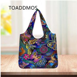 Storage Bags TOADDMOS Butterfly Flight Print Fashion Ladies Tote Bag High Quality Durable Carry Shopping Summer Reusable Satchel