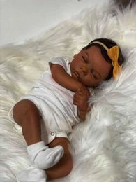 Dolls 19 inch African American doll Romy with black skin regeneration baby completed newborn and handmade toy girl with root hair S2452202 S2452203
