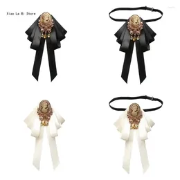 Bow Ties Uniform Bowtie Brooch Pin Lady Portrait Shirt Jabot Collar Pre-Tied Bows Necktie XXFD