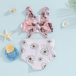 Clothing Sets Listenwind Girls Bikini Beach Swimwear 2 Piece Swimsuits Butterfly Print Vest Floral Shorts Bathing Suits