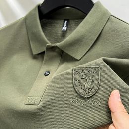 Men's Polos Luxury 100 Cotton POLO Shirt Fashion Brand Men Summer Exquisite Embroid Lapel Short Sleeve T-shirt Breathable Wear