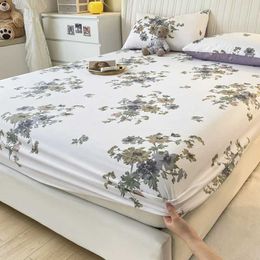 Bedding sets Fitted Sheet 100% cotton for single/couple bed breathable and soft non-slip customizable 1 part 16 sizes H240521 ZJPD
