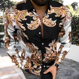 Men's Casual Shirts Autumn Winter Mens Long Shirt Single-Breasted Lapel 3D Latest Casual Daily Youthful Vigour Theme Male Top shirt Button Cardigan T240522