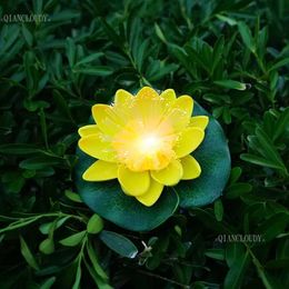Decorative Objects Figurines piece of artificial LED Fibre optic waterproof fake pond flower lamp lotus leaf lily Colour wedding decoration D30 H240521 31IE