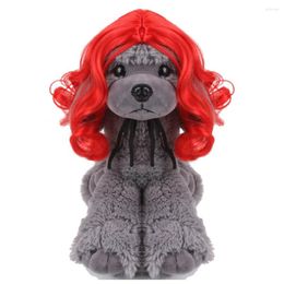 Cat Costumes Pet Turns Into Wigs Dog Cosplay Soft Red Wavy Wig Puppy Kitten Funny Head Cover Teddy Hats Supplies Accessories