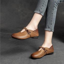 Casual Shoes RUSHIMAN Women Elastic Band Slip On Ballerina Genuine Leather Flat Ballet Flats Comfortable Single