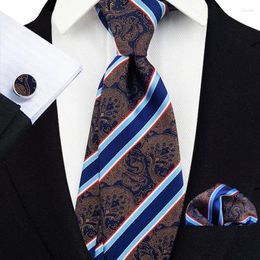 Bow Ties 2024 Luxury 8cm Men Floral Striped Paisley Jacquard Woven Classic Silk Neck Wedding Party Gravatas Necktie Set