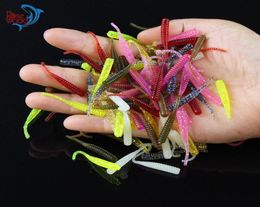 200PCS 4cm03g Bass Fishing Worms 10 Colours Silicone Soft Plastic Fishing Lures Artificial Bait Rubber in Jig Head Hook Use7606776