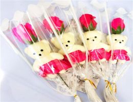 Single Bear Soap Flower Bears Simulation Rose Singles Branch Artificial Flowers For Teachers Valentines Day Gift Promotion Toys 0 2544853