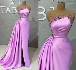 Party Dresses Light Purple Strapless Mermaid Prom Dress Sleeveless Evening Jewel Neck Robe De Mariee