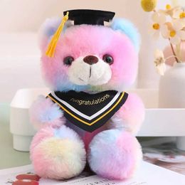 Plush Dolls 23cm graduate bear stuffed animal plush toy with cap pillow childrens Valentines birthday baby gift H240521 A4CM