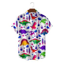 Funny Dinosaur Hawaiian Shirts 3d Print Casual Men Women Summer Beach Short Sleeve Blouse Fashion Mens Vocation Lapel Camisa 240517