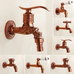 Bathroom Sink Faucets European Rose Gold Plated Copper Washing Machine Faucet Ceramic Handle Bibcocks House Garden Wash