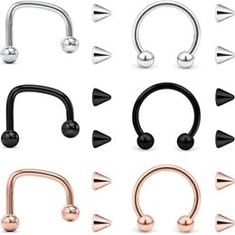 WKOUD 18 PCS or 1 PCS 16G Surgical Steel Lip Rings Hoop C-Shaped Horseshoe Barbell Labret Jewelry Piercing Jewelry for Women Men