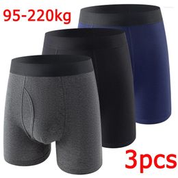 Underpants 3pcs Plus Size Men's Boxershorts Cotton Underwear Mid Long For 95-220kg Boxers Trunks Large 8XL Comfortable Shorts