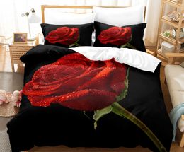 Bedding sets Red Rose Leopard Set Luxury Comforter case Couple Wedding Twin Queen King Size Romantic Duvet Cover H240521 OO00