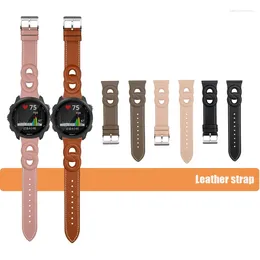 Watch Bands 20/22mm Band Double Circle Genuine Leather Strap For Garmin Forerunner 645 245 55 158 / Venu Sq 2 Plus Vivoactive 3 Music