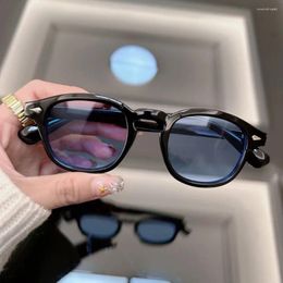 Sunglasses Round Vintage Women Men Brand Designer Rivet Sun Glasses Male Female Fashion Ocean Color Mirror