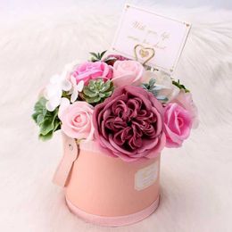 Decorative Objects Figurines Mothers Day Artificial Soap Carnival Flower Set Room Decoration Accessories Gift Womens Modern Home Party Supplies H240521 OV79