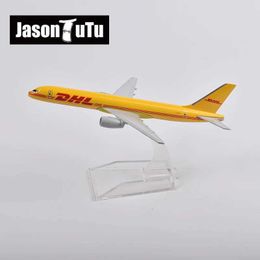 Aircraft Modle JASON TUTU 16cm DHL Boeing 757 Aeroplane Model Plane Model Aircraft Diecast Metal 1/400 Scale Gift Factory Wholesale Dropshipping Y240522