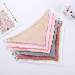 Bibs Burp Cloths Pure cotton linen baby bib newborn boys and girls food apron with adjustable buttons and buttons Saliva towel scarf feeding Burp fabric d240522