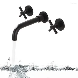 Bathroom Sink Faucets AZOS Faucet 2-Handle Wall Mounted With 360° Swivel Spout Solid Brass Brushed Gold/Black