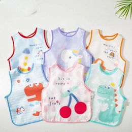 Bibs Burp Cloths Summer Cartoon Cute Children Smoking Baby Double layered Waterproof Sleepless Apron Eating bib Soft Anti Dirty Saliva Towel d240522