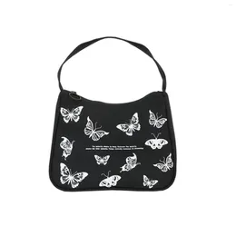 Shoulder Bags Vintage Butterfly For Women 2024 Print Pattern Underarm Bag Ladies Stylish Handbag Purse Top-handle Pouch