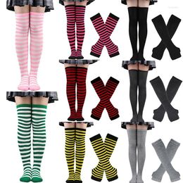 Women Socks Fashion Striped Long Sexy Thigh High Over The Knee Stockings Kawaii Cotton Knit Tall Sock Gifts