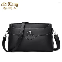 Bag OLD TANG Solid Color Pu Leather Shoulder Bags For Women 2024 Winter Luxury Simplicity Messenger Small Square