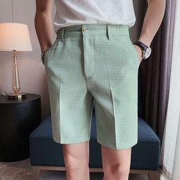 Waffle men's summer new five piece pants solid Colour thin casual British style suit shorts for men M522 37