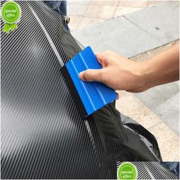 Hand Tools Vinyl Carbon Fiber Window Ice Cleaning Wash Car Scraper With Felt Squeegee Tool Film Wrap Drop Delivery Mobiles Motorcycl Dhhdp
