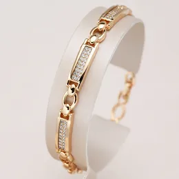 Link Bracelets Kinel Fashion 585 Rose Gold Square Bracelet For Women Luxury Natural Zircon Fine Daily Ethnic Wedding Jewellery