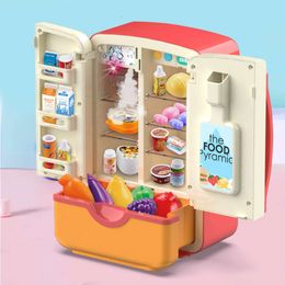 39pcs Children Double Door Role Play Fridge Magic Spray Refrigerator Educational Simulation Kitchen Toy Kid Birthday Gift