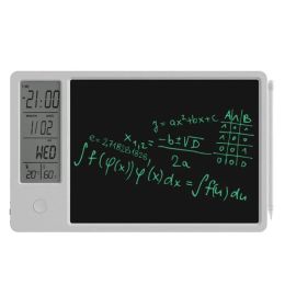 Digital Clock with Rechargeable LCD Handwriting Tablet Writing Drawing Board Electronic Calendar for Office Home Desk Decoration