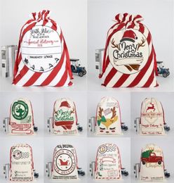 Xmas Large Christmas Stockings Bags Sacks Hessian Santa Gift Sack Decoration Bag Candy Present Storage Drawstring Bag 11 Styles6487161