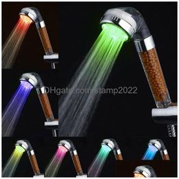 Bath Accessory Set 7 Color Changing Led Anion Spa Shower Head Bathroom High Pressure Water Saving Hand Drop Delivery Home Garden Acce Dh1Na